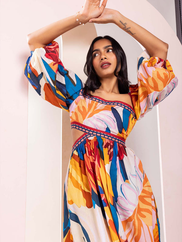 Rosylyn Printed One Shoulder Dress