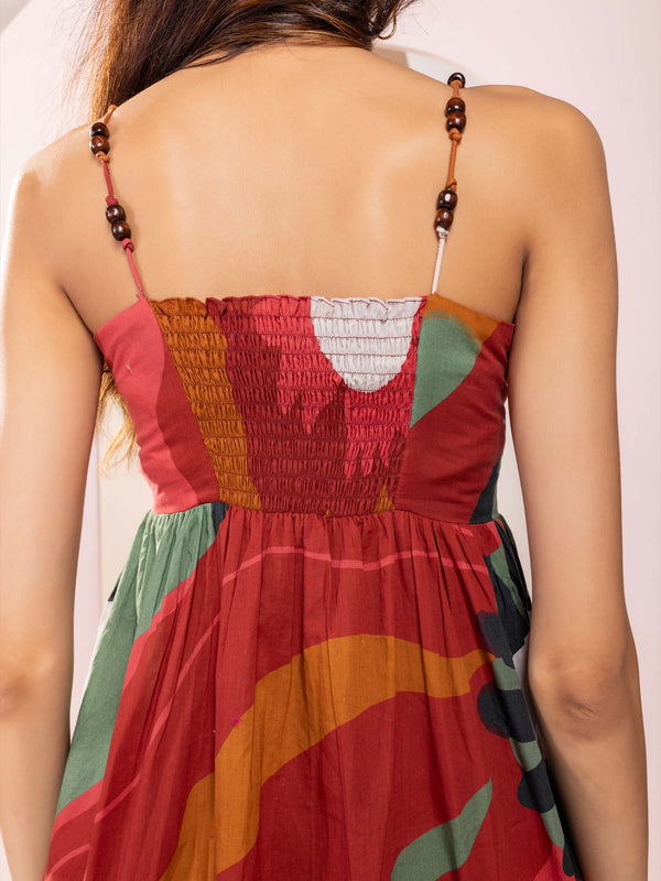 Autumn Printed Strappy Maxi Dress