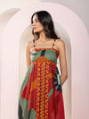Autumn Printed Strappy Maxi Dress