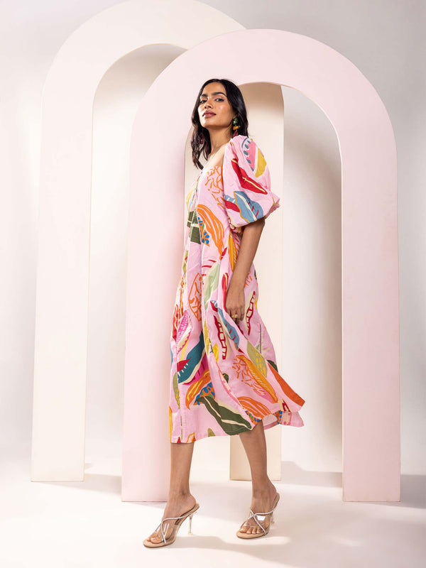 Fern Printed One-Shoulder Midi Dress