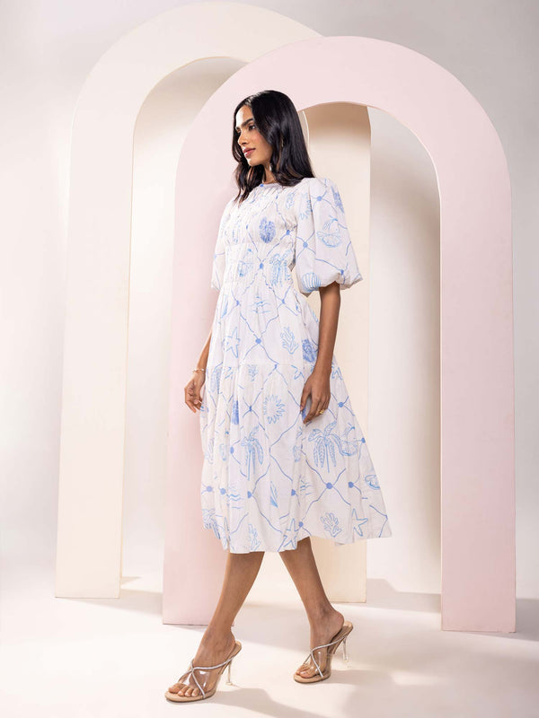 Seascape Printed Midi Dress