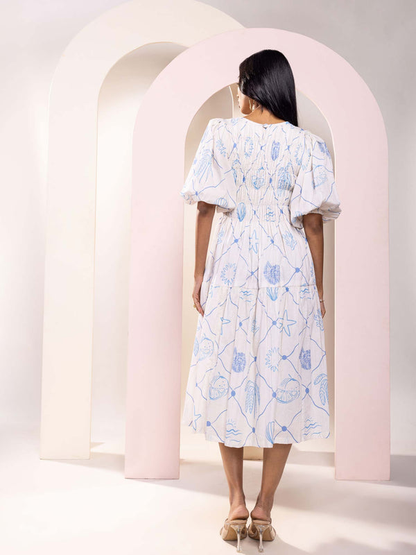 Seascape Printed Midi Dress