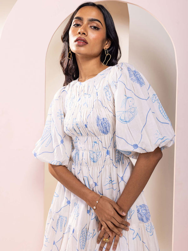 Seascape Printed Midi Dress