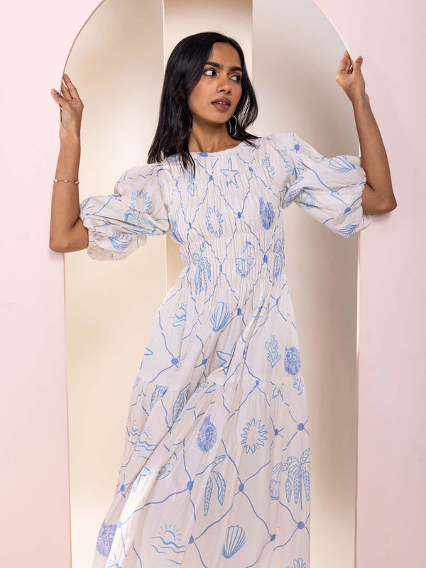 Seascape Printed Midi Dress