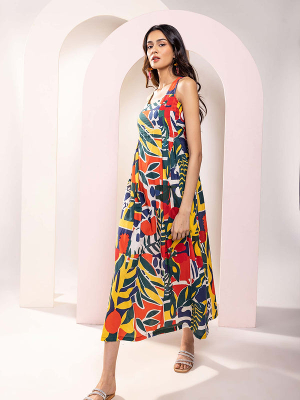 Willow Printed Strappy Midi Dress