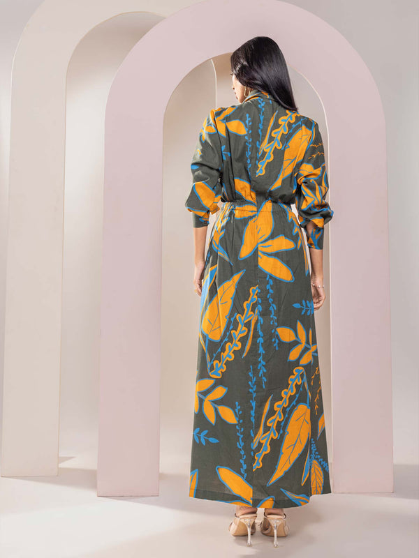 Rio Printed Maxi Shirt Dress