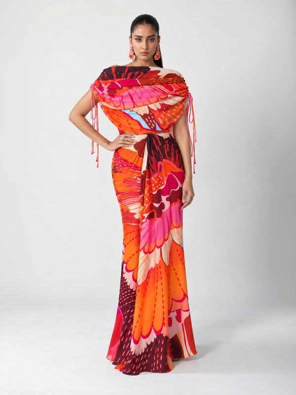 Anthea Printed Drape Skirt Set