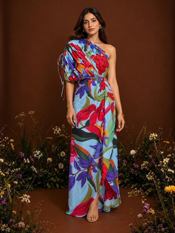 Periwinkle Draped Maxi Dress