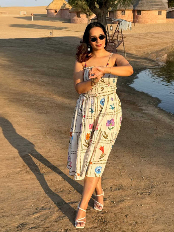 Flower Printed Midi Dress