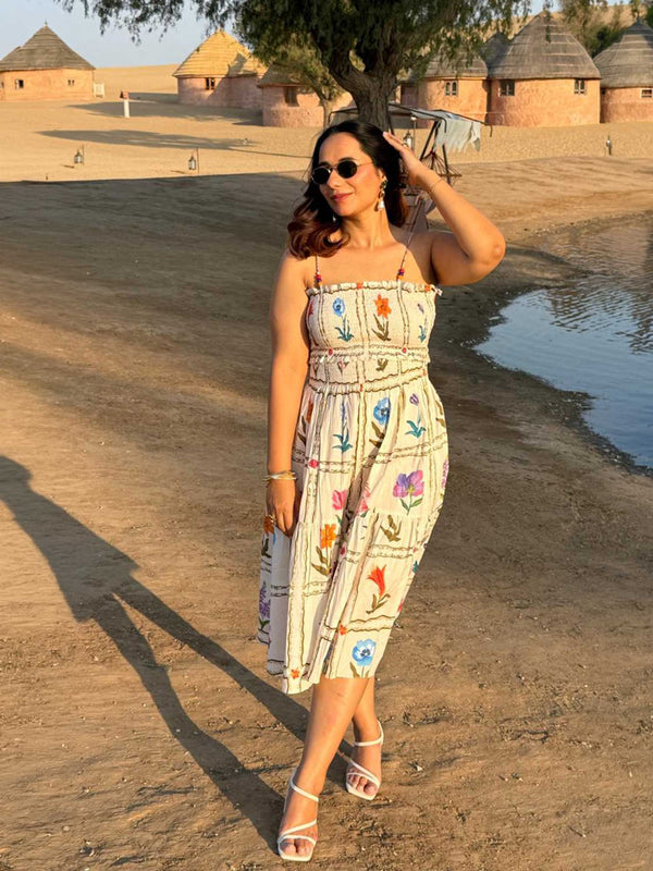 Flower Printed Midi Dress