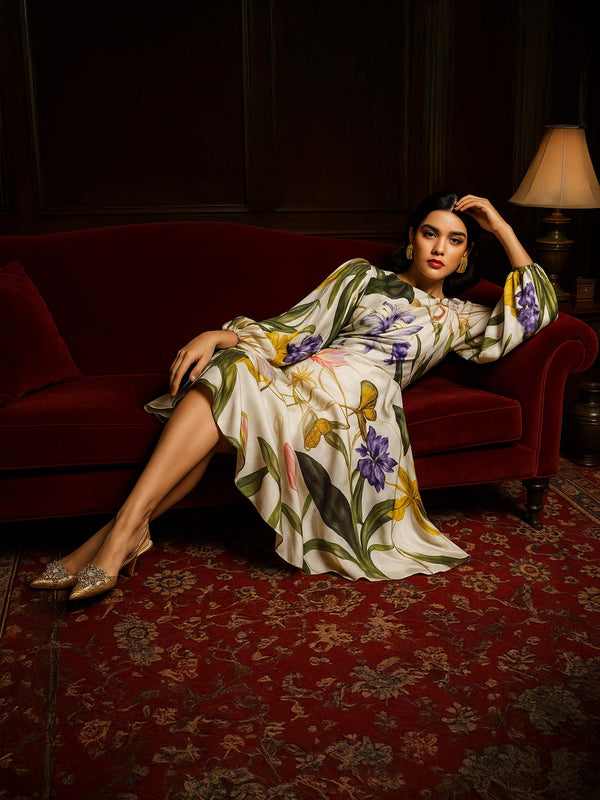 Juniper Printed Asymmetrical Midi Dress