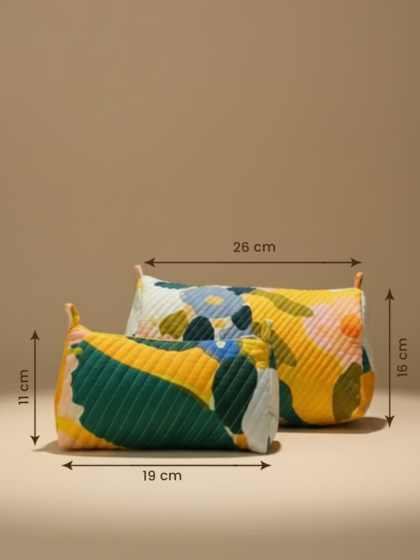 Elara printed cotton quilted pouch