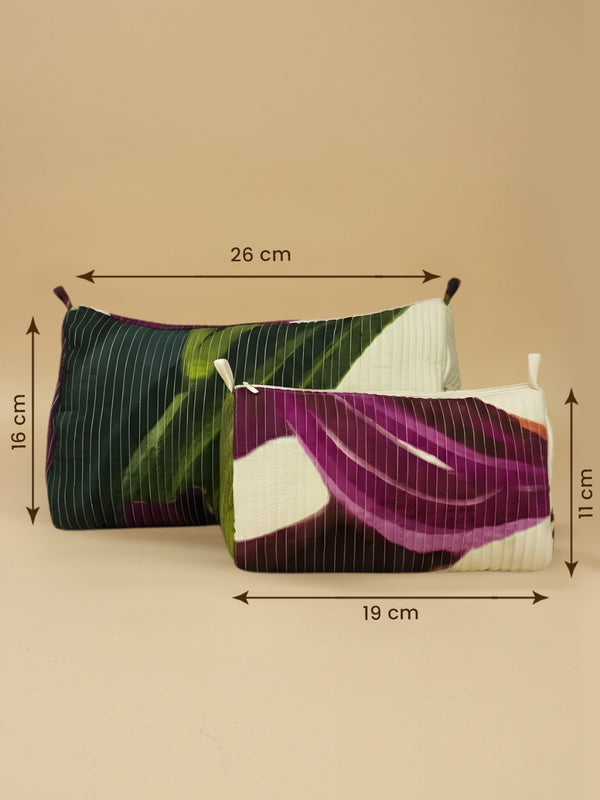 Whimsy printed silk quilted pouch