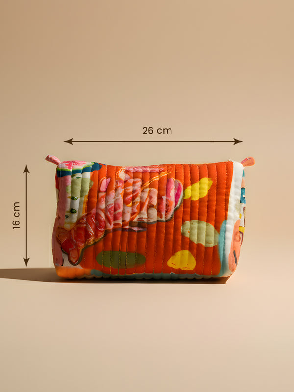 Cyrus printed cotton quilted pouch
