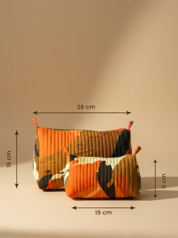 Jungle printed cotton quilted pouch