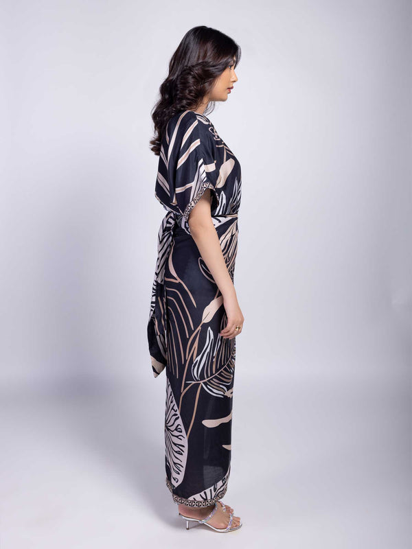 Noir Printed Wrapped Skirt Dress