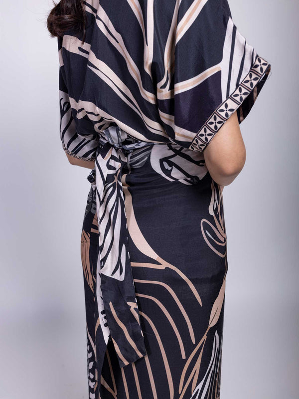 Noir Printed Wrapped Skirt Dress