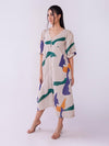 Tidal Abstract Print Half Sleeve Midi Dress