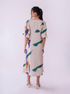 Tidal Abstract Print Half Sleeve Midi Dress