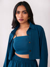 Fashionable Blue Crop Shirt