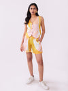 Yellow Abstract Printed Waistcoat by POPPI