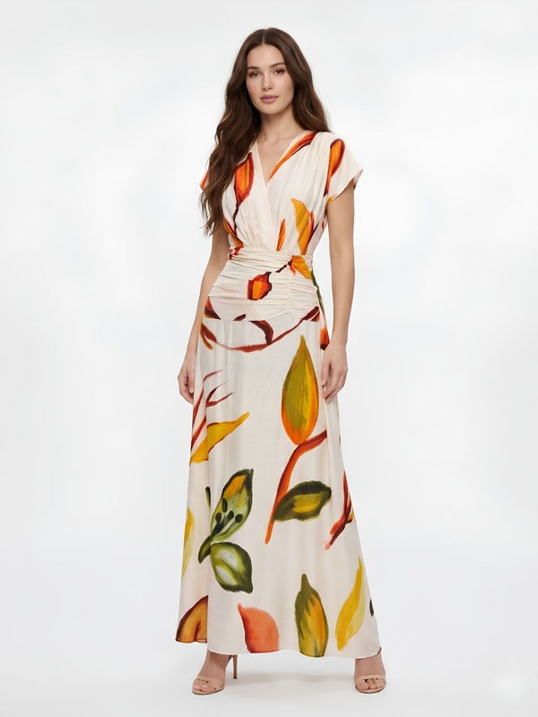 Ivy Printed Pleated Maxi Dress