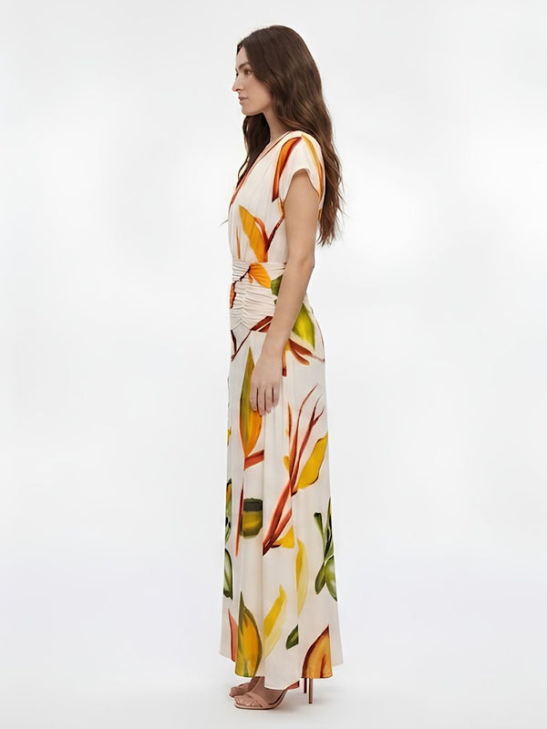 Ivy Printed Pleated Maxi Dress