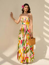 Spring Printed Pleated Maxi Dress