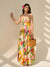 Spring Printed Pleated Maxi Dress