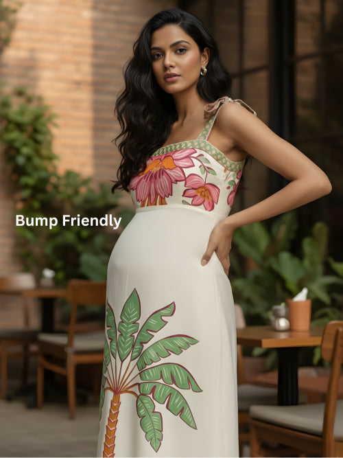 Palm Printed Strappy Dress