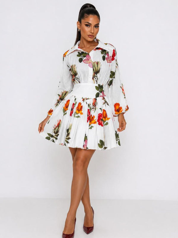 Serene Printed Mini Shirt Dress