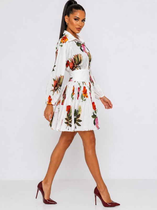 Serene Printed Mini Shirt Dress