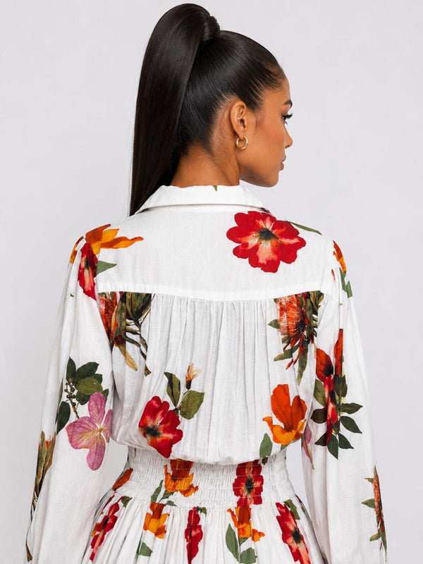 Serene Printed Mini Shirt Dress