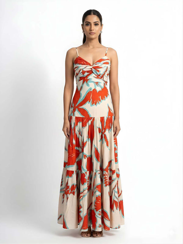 Tuscan Printed Strappy Maxi Dress