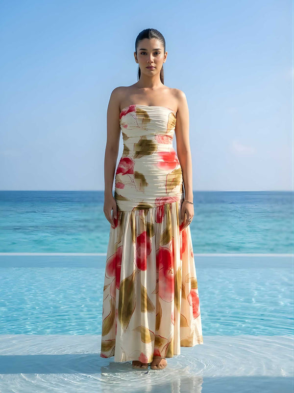 Rose Printed Maxi Dress