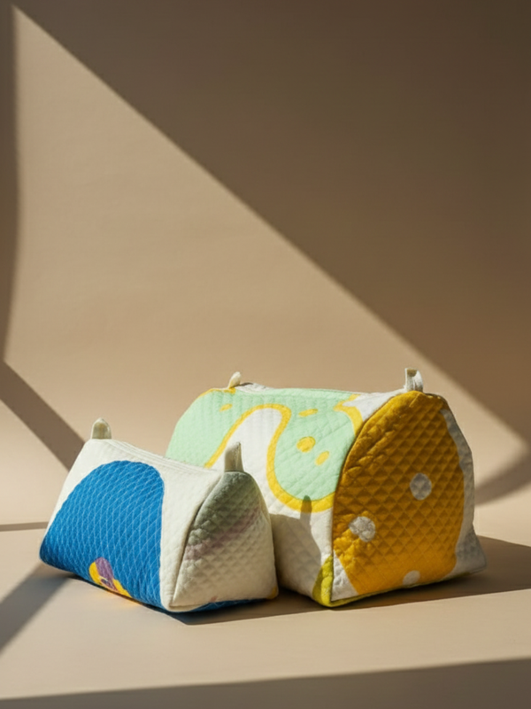 Daydream printed cotton quilted pouch