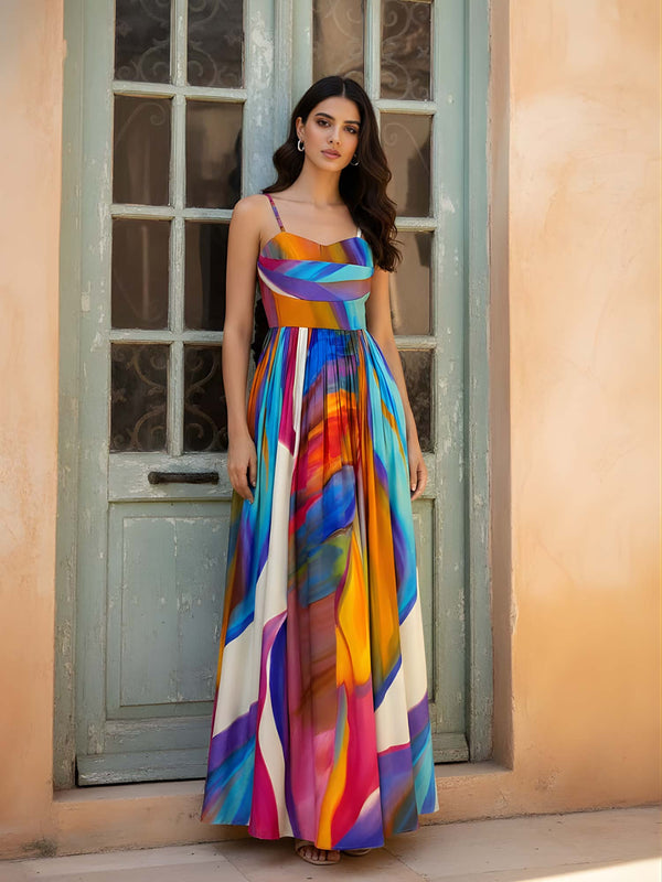 Rainbow Printed Maxi Dress