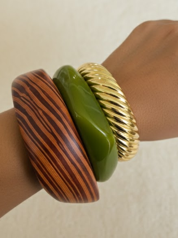 The Olive Bangle Stack (Set of 3)