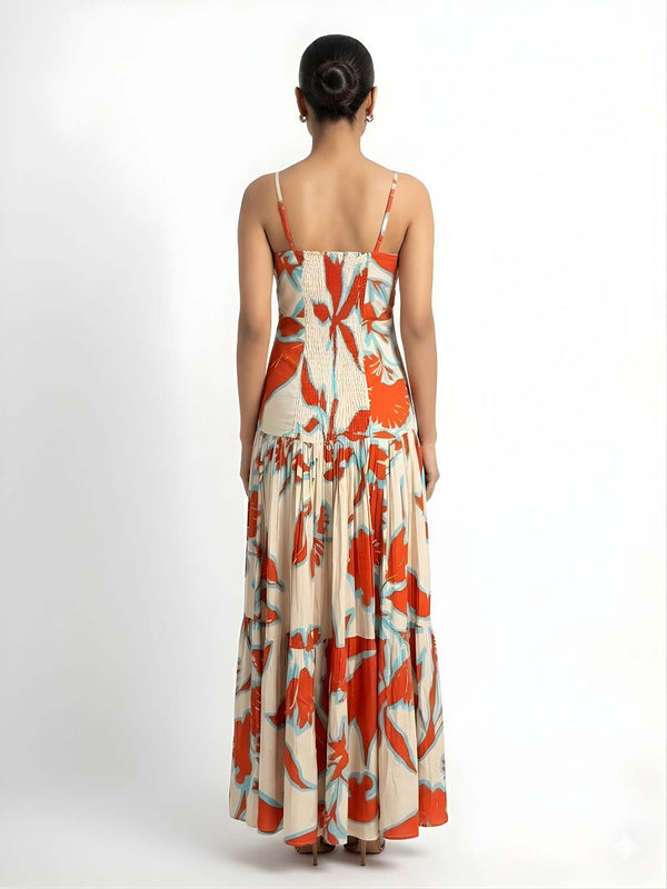 Tuscan Printed Strappy Maxi Dress