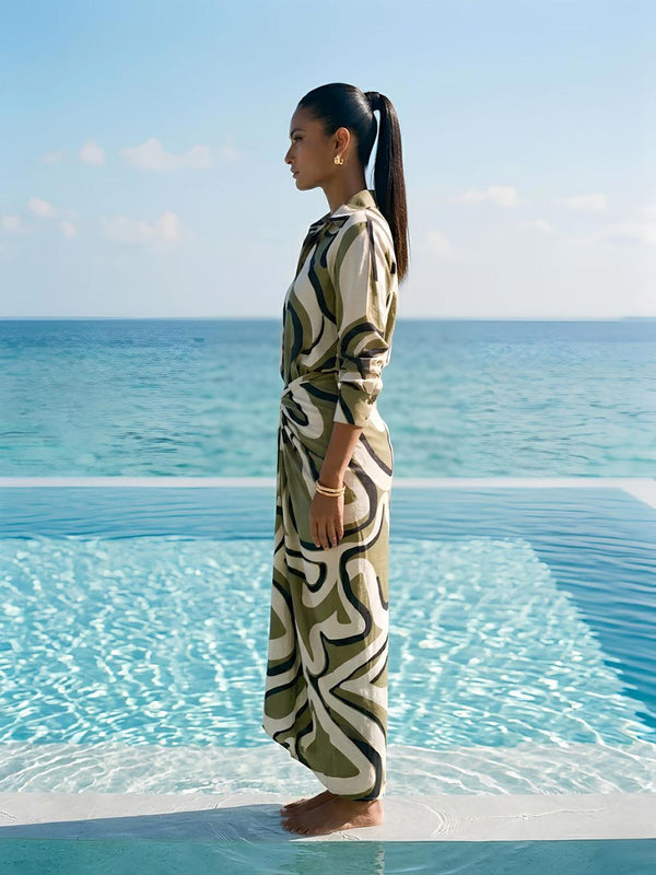 Echo Printed wraped Skirt Set ( Set of 2)