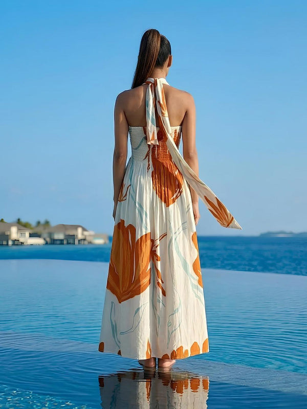 Love Printed Halter Neck Dress