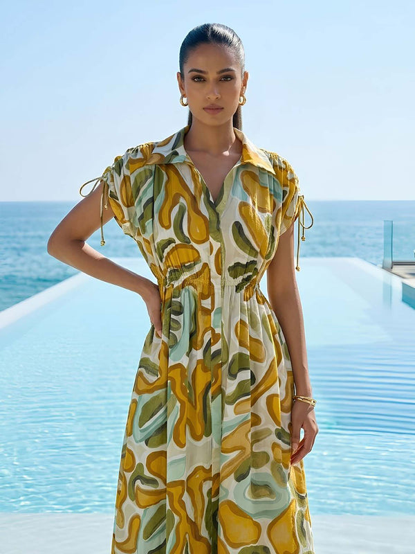 Moss Printed Midi Dress