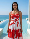 Rosso Printed Pleated Maxi Dress