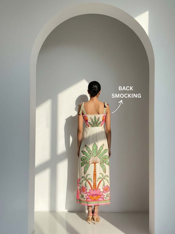 Palm Printed Strappy Dress