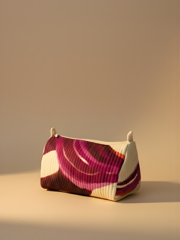 Whimsy printed silk quilted pouch