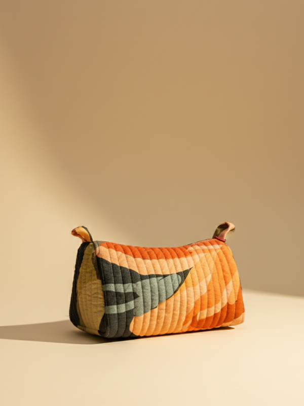 Blaze printed cotton quilted pouch