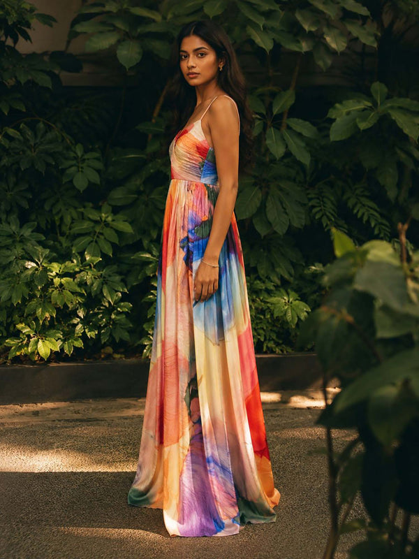 Zephyr Printed Pleated Maxi Dress