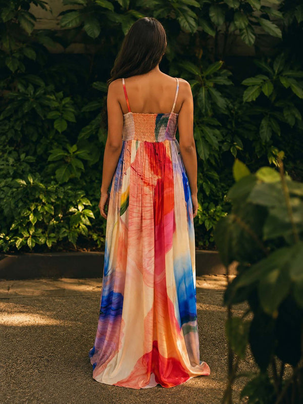 Zephyr Printed Pleated Maxi Dress