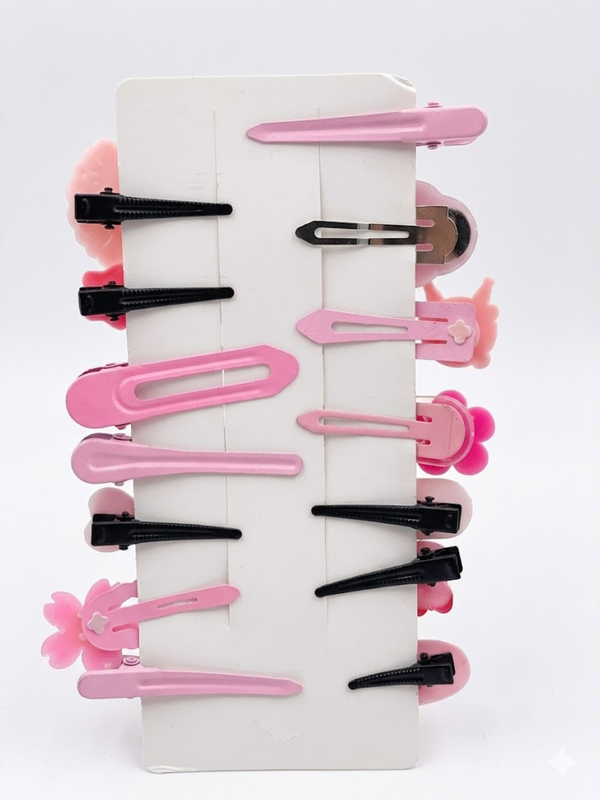 Bubblegum Pink Hair Clips (Set of 14)