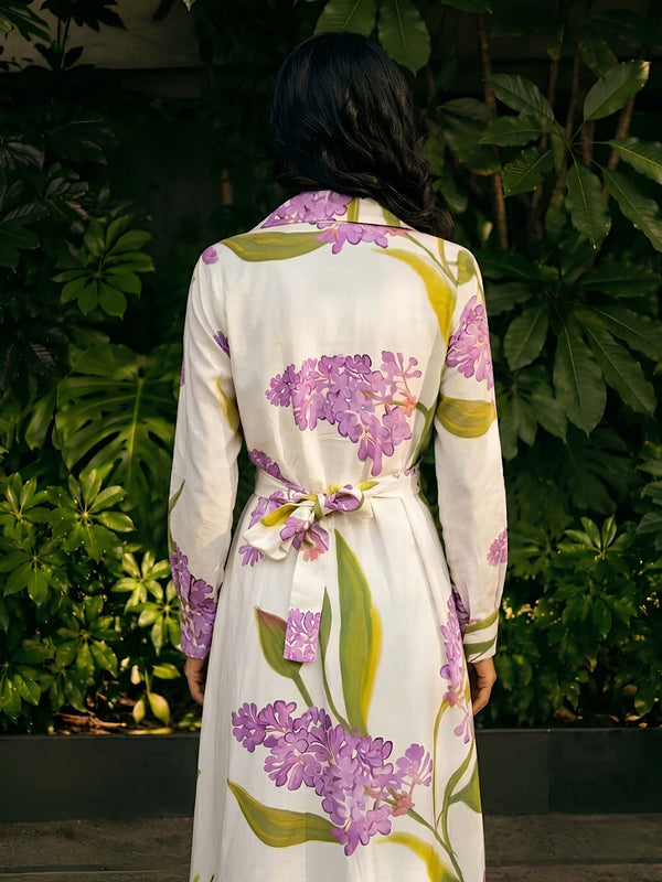 Lilac Printed Shirt Dress